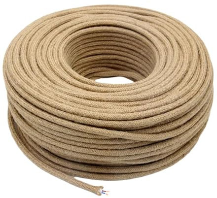 MagiDeal Cables eléctricos de cáñamo textil, Cable de cuerda de iluminación, 2x0,75mm, 5M, lámpara cubierta de cuerda de cáñamo, Cable trenzado para Kits de
