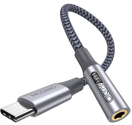 MOSWAG USB Type C to 3.5mm Headphone Jack Adapter, Audio Adapter USB C to Aux Dongle Cable Cord for iPhone 15 Plus/15 Pro Max Samsung Galaxy S25 S24 Ultra S20+ Note 20 10,Pixel 8 7 6 5 and More
