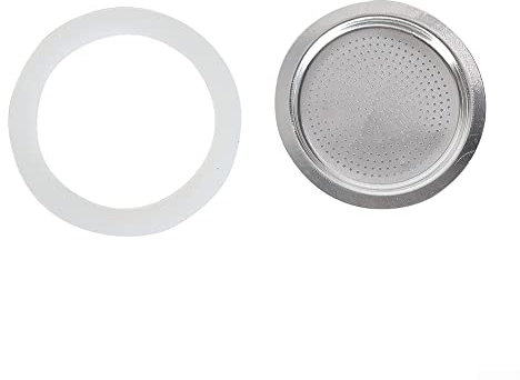 Oniissy 1 guarnizione in gomma per moka e 1 setaccio, guarnizione di ricambio per caffettiera e caffettiera (2 tazze + setaccio)