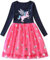 FILOWA Kleider Mädchen Kinder Langarm Einhorn Druckt Tüllkleid Pailletten Marineblau Rosa Tüllrock Baumwolle Glitzer Kinderkleider Frühling Herbst Party Geburtstag Mädchenkleid Gr.104-110, 4-5 Jahre