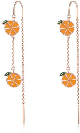 PRAYMOS Ohrringe Orange 925 Sterling Silber Frucht Ohrringe Tropische Ohrringe Neuheit lustige Ohrringe Dangle Earrings Orange Schmuck Geschenke…