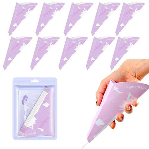 Luxiremi Orinario femenino, 10 piezas de orinal de papel desechables para mujer, portátil, impermeable, embudo para orinar de pie para embarazadas, heridas, viajes, camping, actividades al aire libre