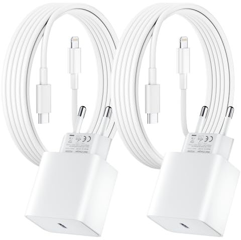 Lot de 2 pour Chargeur Rapide iPhone, 20W PD USB-C Prise Secteur avec 2m Câble USB C vers Lightning pour iPhone 14/14 pro/13/13 Pro/13 Pro Max/13 Min