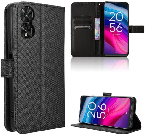 Coque pour TCL 50 SE Protection Case, Étui de Protection Portefeuille Antichoc Premium Fibre -Housse Étui Compartiments pour Cartes et Fermeture magnétique- Noir