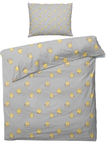 Generisch Sommer Bettwäsche 135x200 Enten - Gelbe Ente Bettbezug 135 x 200 2er Set, Weiche & Angenehme Mikrofaser Bettbezüge & Kissenbezug 80x80, Bettwäsche-Sets mit Reißverschluss A&-110