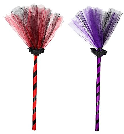 BESTonZON 8 Piezas Escoba De Bruja De Malla Decoración Miniatura Escoba De Bruja Pequeña Decoraciones De Ceremonia De Boda Escoba De Cosplay De Halloween Bruja Escoba Adulto El Plastico