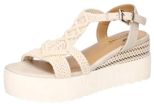 MUSTANG Femme 1459-805 Sandales, Ecru, 41 EU