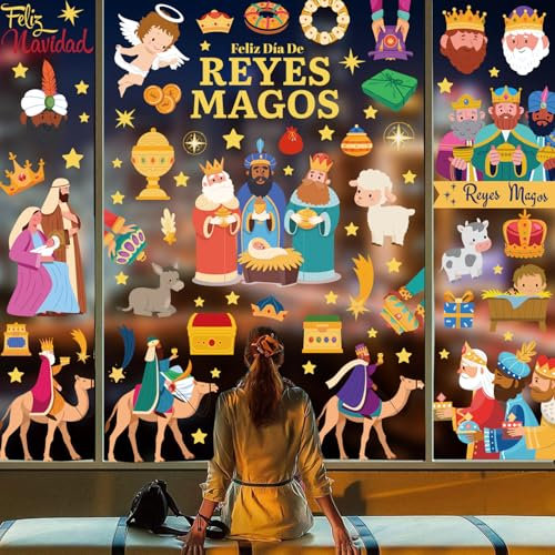 Pegatinas Navidad para Ventanas y Cristal, Vinilos Grandes para Escaparate, Decoración Ventana Navideña