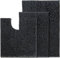 COMPOLICY Chenille Bathroom Mat Sets 3 Piece, U-Shaped Contour Toilet Rug Bath Mat Set, Non Slip Soft Absorbent Bath Mats Home Decor Accessories, Bath Mat Sets for Bathroom (Dark Grey)