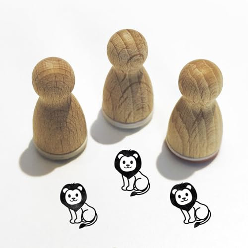 Stemplino® Ministempel - Motiv Tiere - 12mm Durchmesser - Holzstempel Kinder Schule Stempel Bullet Journal Stempel mit Tiermotive Stempel (F007)
