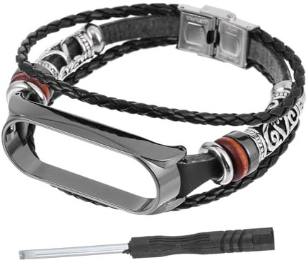 SECFOU Armband Metallschnalle im Ethno Stil Kompatibel mit Band 5/5 Nfc Ersatzband mit Retro Perlen Unisex Smartwatch Armband für Alltag und Geschenk
