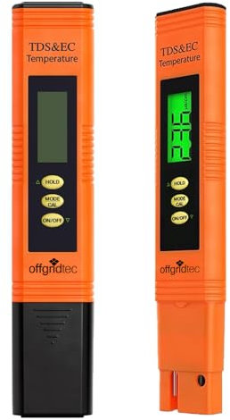 Conduttimetro Offgridtec Tds E Ecc Per Acqua Potabile E Acquario, 4 Modalità, Spegnimento Automatico, Display Led, Tester Accurato E Affidabile