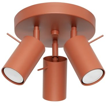 SOLLUX lighting Deckenlampe Deckenleuchte Deckenstrahler Einstellbar Stahl 3 Flammig 19,5 x 19,5 x 18,5 cm Ockerrot Ring