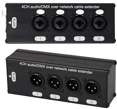 LOLPALONE 1 par de cables extensores de audio y en red XLR de 3 de 4 canales o 3 , extensor de red de audio XLR DMX512 extensor de señal de red + hembra