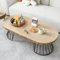 Zouron Couchtisch Holz Oval Ellipse Wohnzimmertisch Holz Coffe Table wie Wasserwellen Design Vintagebraun Tisch Metallgestell 120x60x40cm