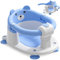 Asiento de Bañera para Bebé a Partir de 6 Meses, Asiento de Baño Antideslizante con 4 Ventosas y Cojín para Recién Nacidos, Silla Bañera Bebe Portátil Segura para la Ducha o la Bañera, Azul