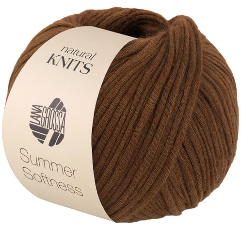 LANA GROSSA Summer Softness | Zartes Baumwollschlauchgarn, voluminös gefüllt mit flauschigen Merinofasern | Handstrickgarn aus 80% Baumwolle (Bio) & 20% Schurwolle | 50g / 130m FB4