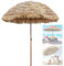 Sombrilla de playa de paja estilo hawaiano de 2 m para patio, jardín, piscina, balcón, parasol tropical Tiki con diseño plegable (color natural)