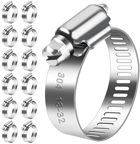 Bolatus Schlauchschellen 18-32mm, 12 Stk Schlauchklemme Edelstahl 304 Einstellbare Schraubschellen, Rohrschellen Sortiment für Poolschlauch, Haus Gas Rohr, Gartenschlauch