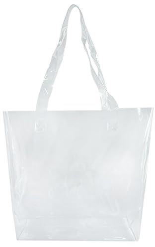 TotePrint PVC Durchsichtige Tasche Stadiontauglich – Transparente Tragetasche mit Reißverschluss, Wasserdicht für Konzerte, Strand & Einkauf (Weiß)