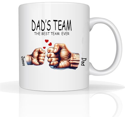 Personalised Mug Fathers Day Gift Custom Photo Mug Gifts for Dad 11oz Ceramic Coffee Cup Best Dada Ever Daddy Birthday Presents (Dads Team)