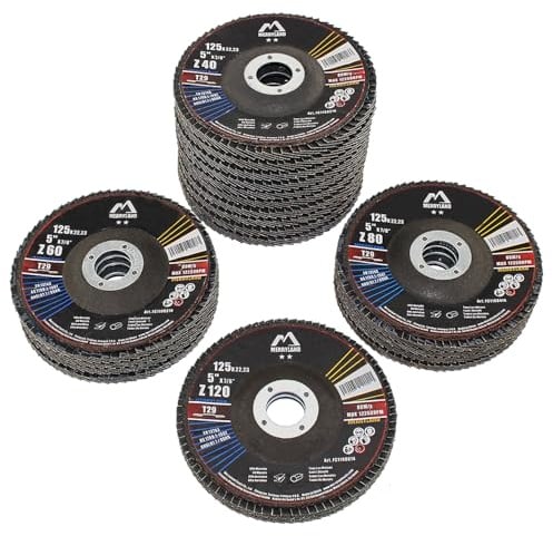 Merryland 20 Stück Gemischt Fächerscheibe 125 Metall Lamellenscheibe T29 | 125mm Winkelschleifer, 40K 60K 80K 120K, Zirkonkorund Blau Schleifmopteller, Craft-Line FC1108014-20