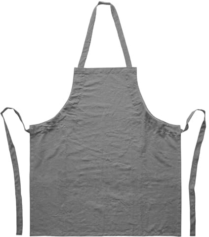Nicola Spring Cotton Kitchen Bib Apron with Waist Ties - One Size - Grey - 1x Adult Cooking BBQ Catering Baking Cleaning School Chef Home Work Aprons for Men, Women