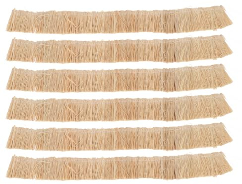 Abaodam Miniature Thatch Roof 6 Pack Artificial Thatch Grass Roof for Model Houses Diy Fairy Simulated Straw Roofing for Miniature Straw Hut Dioramas and Craft Projects