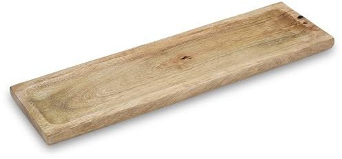 Mangoholz Dekotablett groß Natur - 46 x 13 cm - XL Massivholz Kerzentablett rechteckig - Tisch Deko Holz Tablett für Weihnachten Advent Hochzeit Geschenke Dekoration