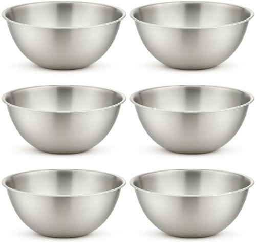 eMKay® Pack of 6 Stainless Steel Mixing Bowl 16CM | Mirror Polished Nesting Bowl for Baking, Cooking & Food PREP | Lightweight DEEP Metal Bowl | Dishwasher Safe, Stackable, Rust Resistant