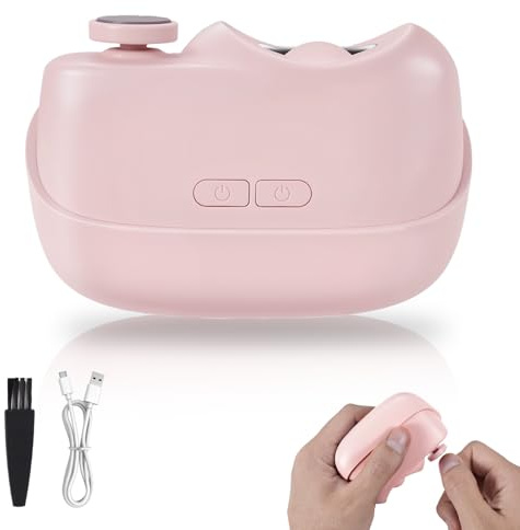 Ghekkli Coupe-ongles Electrique Rose Pâle, 3 en 1 pour Couper, Limer avec LED, 2 Vitesses et Couvercle de Protection – Kit Complet pour Manucure