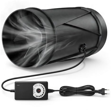 BONJUME Extracteur D’air 150 mm, Ventilateur De Conduit 587 m³/h Avec Variateur De Vitesse 22W Économie D’énergie 3000 RPM Silencieux Ventilateur En Ligne Pour Tente De Culture Sous-sol Cuisine Salle
