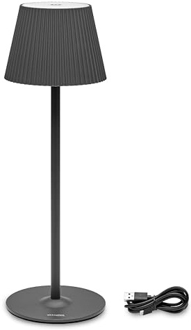 Oktaplex Vero LED Akku Tischlampe dimmbar IP54 Anthrazit | 200lm Warmweiß 2700K, kabellos Tischleuchte Outdoor, 37cm Höhe
