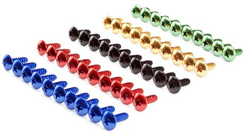 Verkleidungsschrauben 5mm Auto Motorrad Roller Aluminium rot blau schwarz gold grün Alu farbig bunt 13 und 16mm lang, Menge:25er Set (16mm), Abmessung/Farbe:blau eloxiert