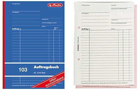 4x Auftragsbuch 103 / A5 / 3x 40 Blatt / selbstdurchschreibend