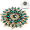 HEEPDD Clip Chaussure Femme, Cristal Verre Décoration Clips De Chaussures De Fleur De Cristal Vintage Cristal Broche Broche pour DIY Décoration De Cheveux (Base dorée Verte)