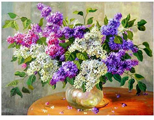 5D Diamant Malerei Kit by Numbers Flieder blumen DIY Diamond Painting Voll Strass Stickerei Kreuzstich Bilder Arts Craft mit Malerei zubehör für Home Wand-Decor 40 * 50 cm