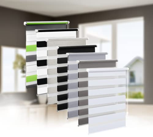 Eurohome Doppelrollo Klemmfix ohne Bohren, Duo Rollo,95cm x 130cm (Stoffbreite 91 cm) Weiß Transparentes und undurchsichtiges Sichtschutz Rollo mit Klemmträgern für Fenster und Türen