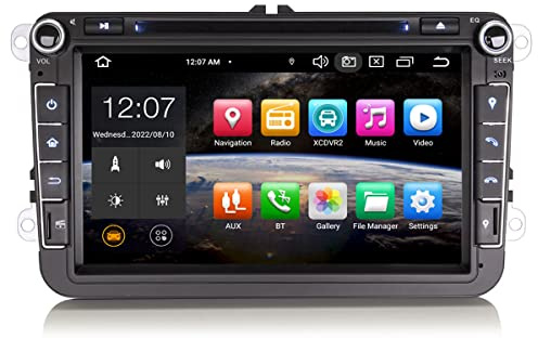 Erisin 8 Zoll Android 12 8-Kern Autoradio Mit GPS für VW Passat Golf 5/6 Touran Seat Tiguan Jetta T5 Transporter Bora Navigation Bluetooth Integrierte DVD CarPlay DAB+ WiFi 4G Radio 4GB+ 64GB