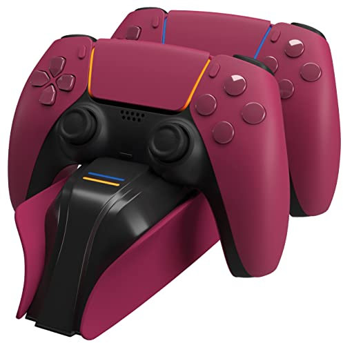 snakebyte PS5 Controller Ladestation -pink - 2Std. Ultra-Schnellladung für 2 DualSense-Controller, Überladungsschutz, TÜV Süd-geprüft & 5 Jahre Garantie, Playstation 5-Design, inkl. Kabel