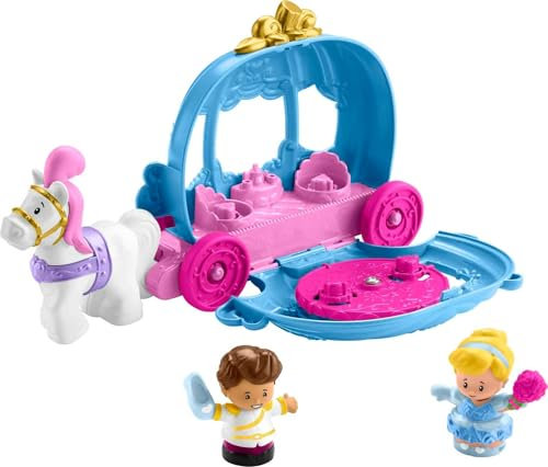 Fisher-Price Little People Kleinkindspielzeug Disney Princess-Spielset Cinderellas magische Kutsche mit Spielfiguren für Kinder ab 18 Monaten, HGP76