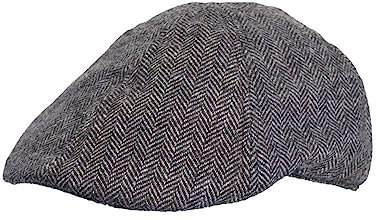 WALKER AND HAWKES - Barney - Unisex Ballonmütze aus 6 Teilen - Flache Kappe im Country-Stil - Grau - M (58cm)