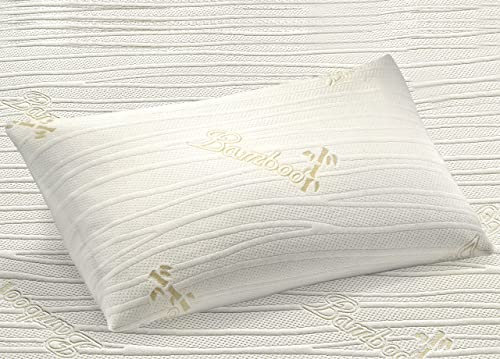 BIANCHERIAWEB Paire 2 taies d'oreiller coussin lit déhoussable élastiquées hypoallergénique bambou, protège oreiller, tete d oreiller