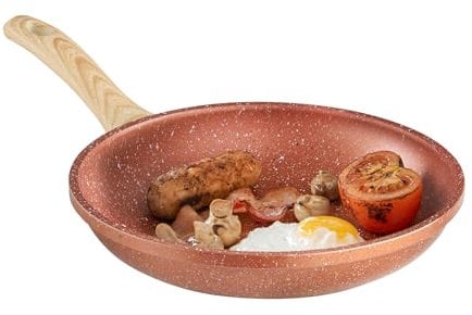 Lewis's Sovereign Stone Copper Frying Pan with Ergonomic Handle - Frying Pan – Pots & Pans, Copper Pans, Frying Pans Induction, Non Stick Pan, Copper Frying Pans (24cm)