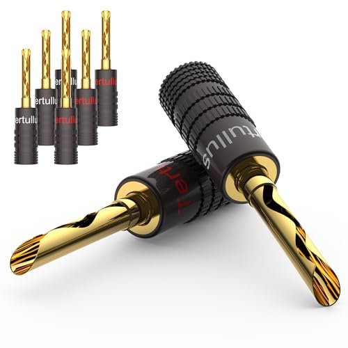 Tertullus 8 Stück BFA Bananenstecker 4mm Vergoldet Banana Schraubbar Lautsprecher Stecker Steckverbinder Für Lautsprecherkabel