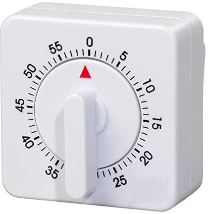 Kitchen Timer,60 Minutes/1 Hour Count Down Alarm Reminder Egg Timers White Square Wind Up Mechanical Timer for Baking Boiling Eggs Cooker Teachers Kids