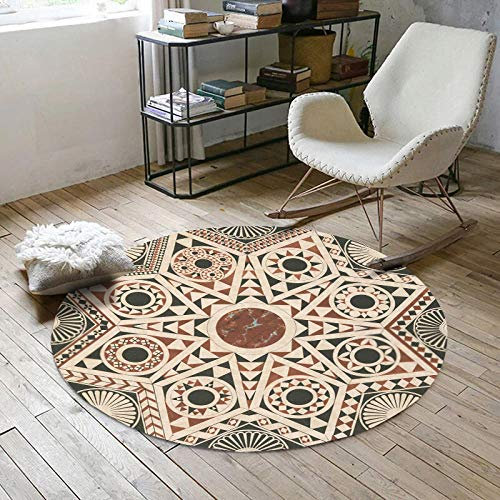 Kreis Teppich apricot, 80 cm, waschbar, rutschfest, für Wohnzimmer, Schlafzimmer, Kinderspielzimmer