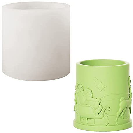 BOOWAN NICOLE Weihnachtsabend Betonkerze Glasform, DIY Zement Silikonform für Sukkulenten Aufbewahrungstöpfe, Stifthalter Home Decor (SH0947)