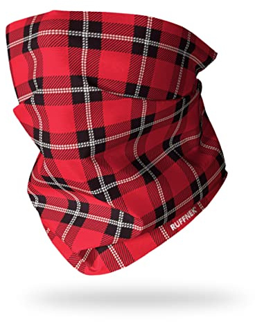 Ruffnek RED & BLACK TARTAN/LUMBERJACK Print Multifunctional Headwear Neck warmer Ski Snood Tube - for men, women and children