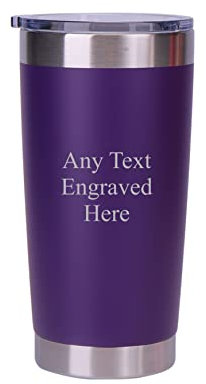 [Custom] Personalised Engraved Purple Any Message Double Wall Insulated Cup 500ml 17.5oz Hot Cold Coffee Tea Ideal for Birthday Mothers Day Christmas Wedding/Anniversary/Birthday/Retirement